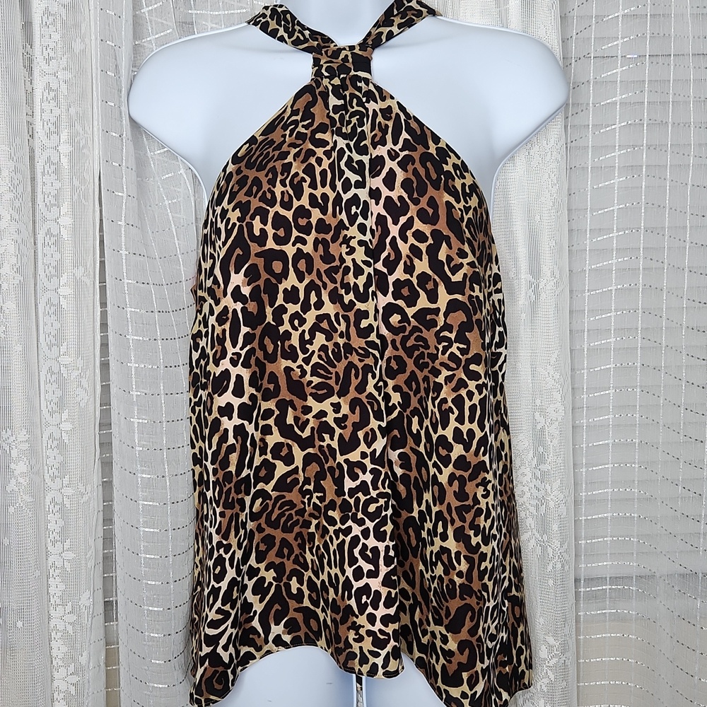 Lilly Pulitzer Caden leopard print Racer Back Tank Top Blouse SzS